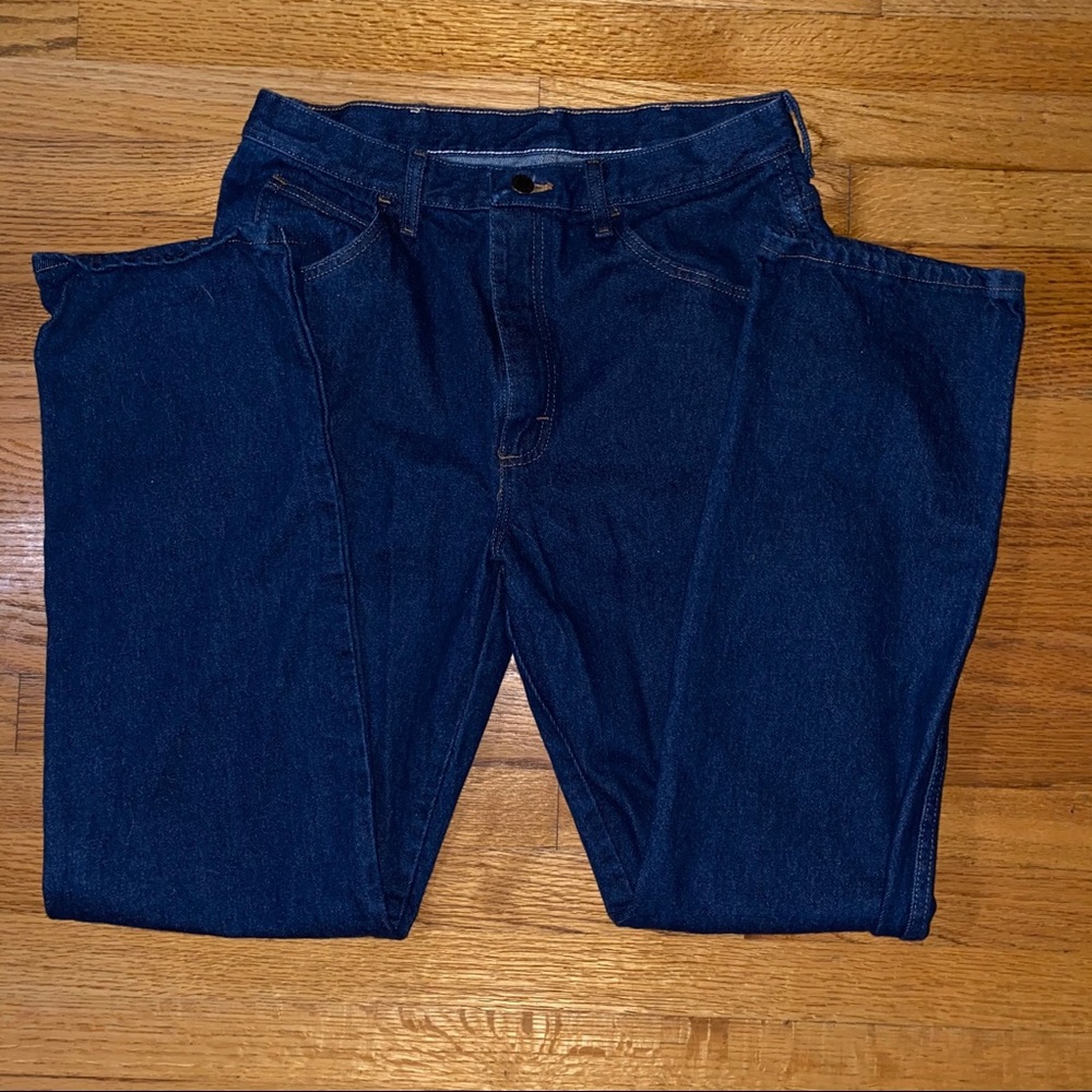 RUSTLER Men’s Deep Indigo Blue Jeans 34x34